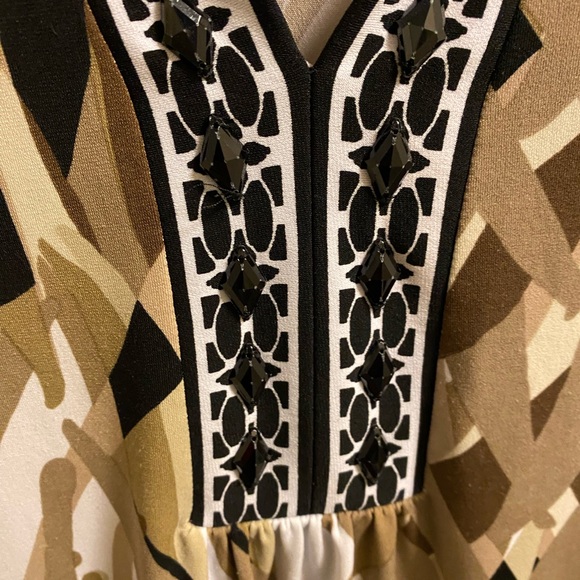 Dana Buchman L Blouse Large Beaded Short Sleeve Top Shirt Lg Stretch - Picture 2 of 8